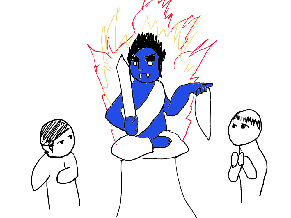 不動明王童子像　青不動　のイラスト
